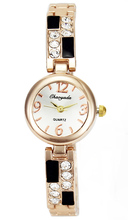 3 Color Crystal Stainless Steel Women Necklace Watch Ladies Chain Bracelet Quartz Wrist Watches