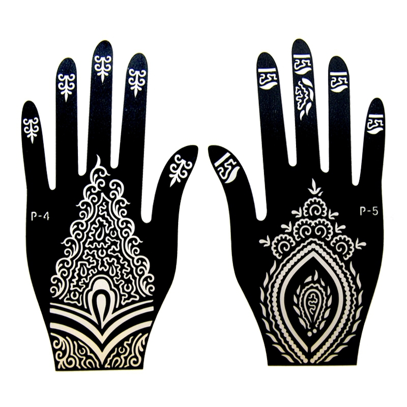 1pair 2pcs left right hand mehndi henna tattoo stencils 1pair 2pcs left right hand mehndi henna tattoo stencils