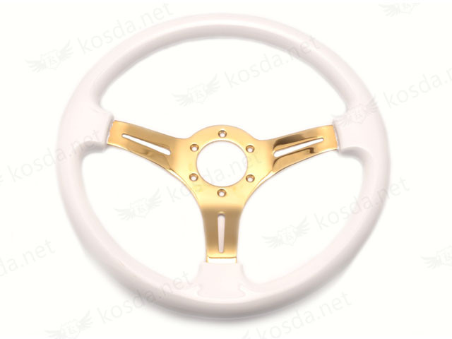 ABS Steering Wheel White + Gold Spoke 1