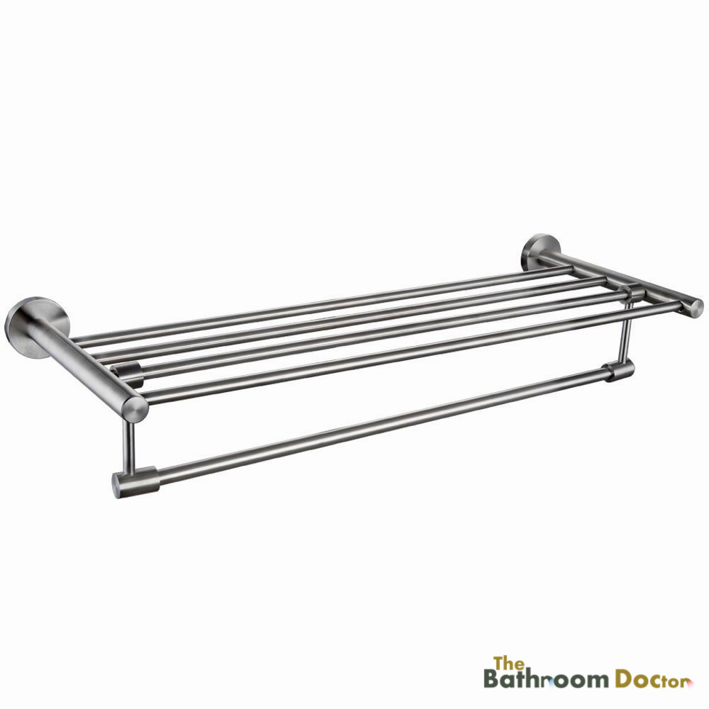 Bathroom Towel Rack Shelf & Foldable Towel Bars Wall Mounted, Brushed Nickel 01-018