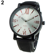 Súper ventas hombres de lujo de oro rojo negro blanco de moda V6 grande marque los números romanos del cuarzo reloj de acero para el año nuevo regalo 14KJ