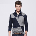 Men Polo Shirt spot 2016 Autumn Winter Mens Patchwork Shirts Men s Lapel Stitching Long Sleeve