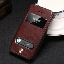 For iPhone 4 4s Case Luxury PU Leather Window Stand Design Flip Cover Phone Case Brand New Hot Style