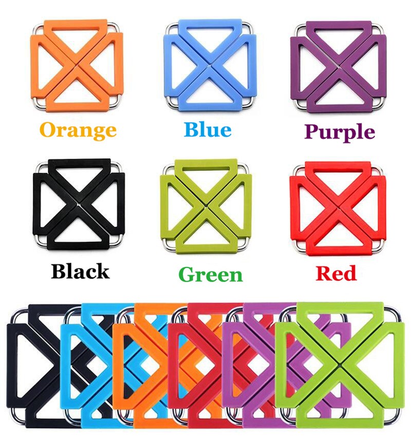 Description Picture 3 of itemFoldable Square Kitchen Insulation Hot Pad Trivet Coaster Heat Resistant Pads Trivets Mat Multipurpose Silicone Pot Holder