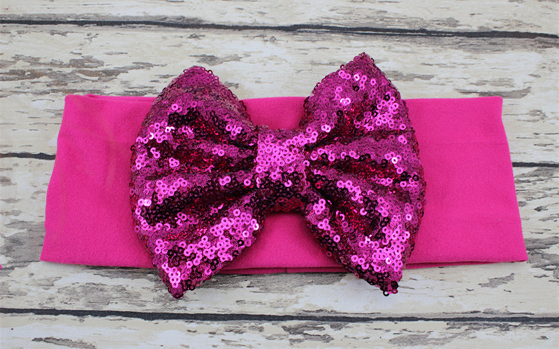 2015 New Sequin Bow Headbands for Girl Christmas Sequin Bow Headwrap Baby Top Knot Headband hair Accessories 120pcs/lot