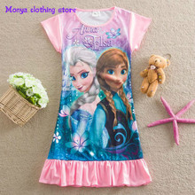 Monya 2016 Anna Elsa nightdress Children Clothing Baby Pajamas Costume Girls Princess Vestidos Infantis kids clothes