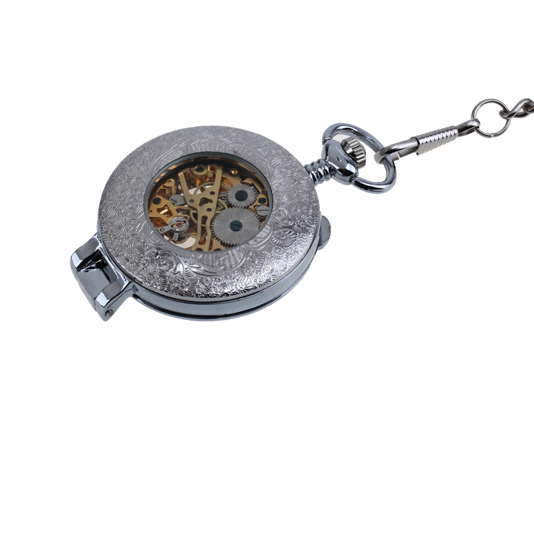 relogios mascu Vintage Antique Sliver Watch Roman Numerals Men Mechanical Pocket Watch Pattern Pendant With Chain