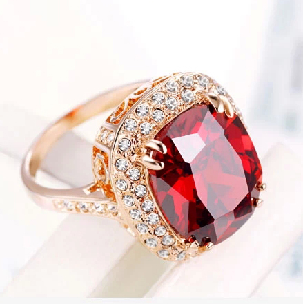 Vintage Stone Wedding Rings for women 18K Gold Plated Made with 100 ...