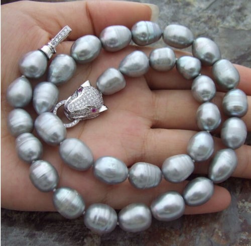 STUNNING-11-12MM-SOUTH-SEA-SILVER-GREY-PEARL-NECKLACE-18-INCH