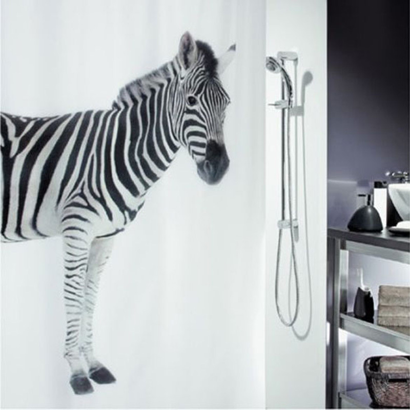 high quality 180*180cm Zebra Art Style Waterproof Fabric Bathroom Shower Curtain With Hooks Free Shipping