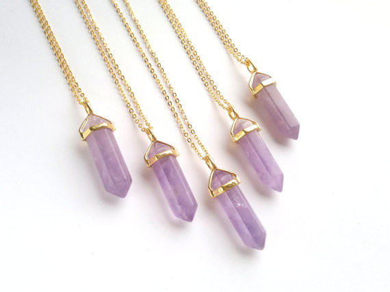Amethyst Necklace Gold Crystal Point Pendant Necklace Amethyst Jewelry Natural Stone Gold Chain Purple Stone Necklace Boho Mineral Jewelry s