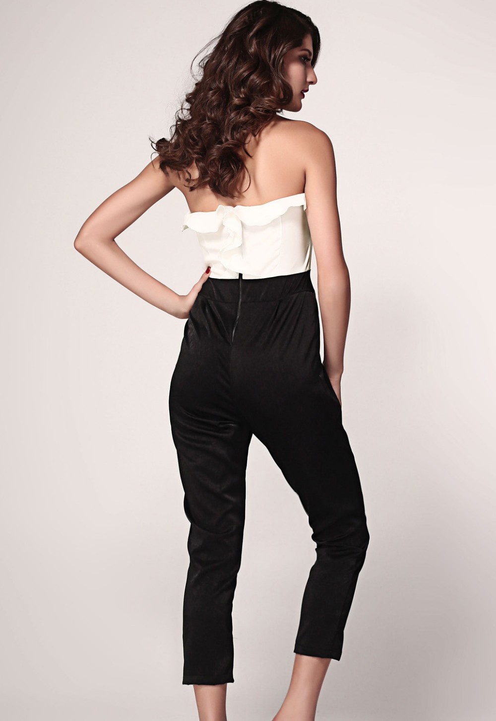 White-Black-Bandeau-Jumpsuit-with-Frill-Front-LC6225-1-6