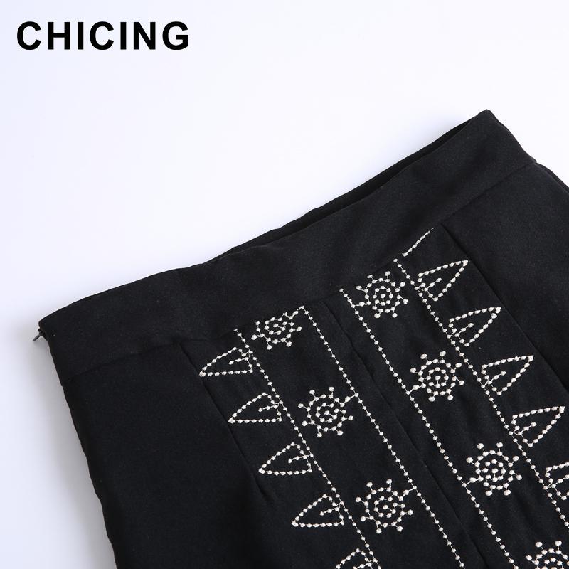 Chicing 2015 этнических племен старинные цветочной вышивкой линии вспыхнул длинные юбки передняя сплит высокой талией женщины девушки saias a1508041
