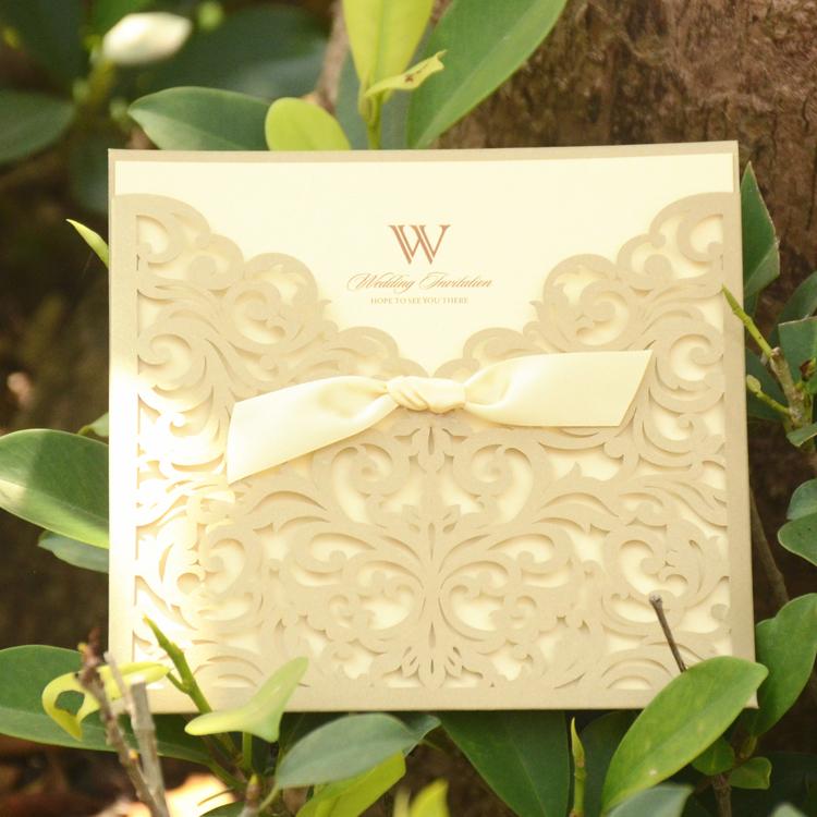 Blank gold wedding invitations