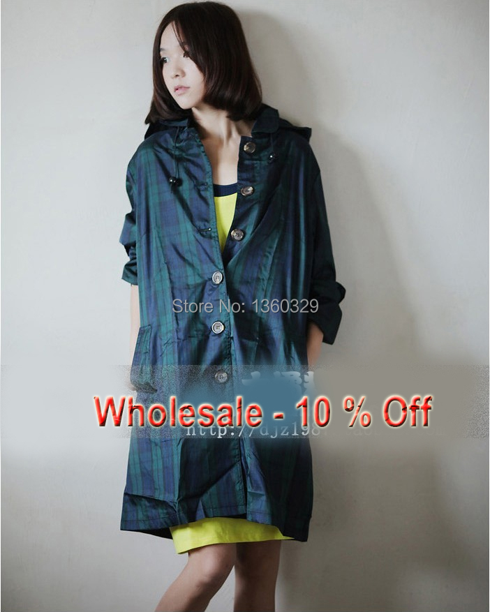 Classic England Green Plaid Womens Long Raincoats font b burberry b font men Trench Waterproof Girl