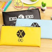 Fashion style EXO PU leather pen pouch Candy color pencil case zipper pen bag for school Stationery storage bag office supplies