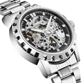 2016 brand Luxury Sport men s Automatic Skeleton Mechanical Military Watch Men Silver full Steel Band