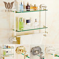 White Gold Polished Antique Bronze Brass Wall Mounted Bathroom Accessories Bathroom Shelf Single Double Rack With