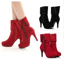 Plus Size43 2015 Hot Sale women boots high heels ankle boots Platform Shoes Designer ladies shoes autumn winter botas feminina