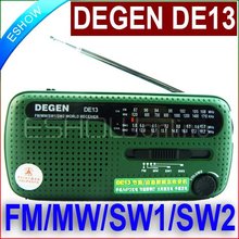 New Arrival DEGEN DE13 FM AM SW Crank Dynamo Solar Power Emergency Radio A0798A World Receiver