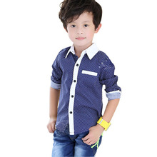 2016 Polka Dots Boys Shirts 3-12T Casual Long Sleeve Children’s Shirts Kids Clothes Boys Tops School Children Clothing,SC061