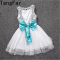 TangFar Girl Sequins Dress Party Gown Baby Formal Lovely Vestidos Backless Princess Bow Hollow Out Clothing