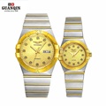 GUANQIN Gold Couple Watches Men Automatic Mechanical Watch Women Quartz Watch Luxury Lover Watch Waterproof Fashion