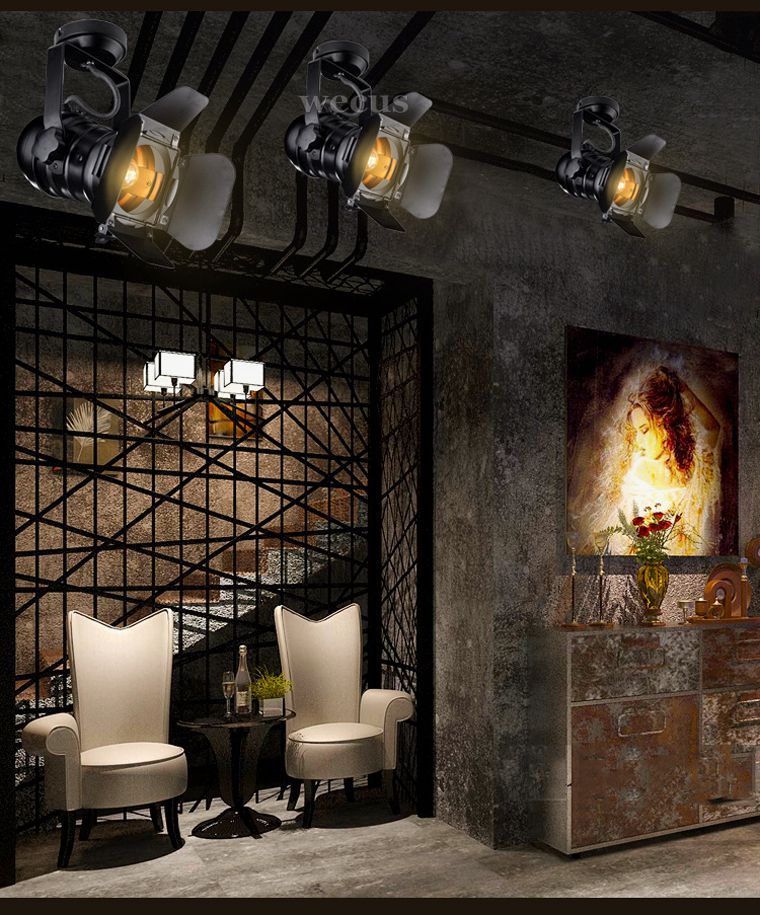 Description Picture 3 of itemLoft Ceiling Lamp Retro Industrial Track Light Rail Lamp Adjustable Lamp,Cloth Shop Store Pub Cafe Restaurant Lamp Dome Light