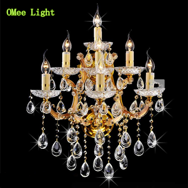 7 Gold Silver European Luxury Crystal Wall Sconce Lights BIG Palace Crystal Lighting Romantic Crystal Wall Lamp Without Shade