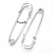 Iron Kilt Pins Brooch Findings, Platinum, 64mm long, 18mm wide, 6mm thick, hole: about 4mm