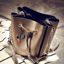 Free shipping Fashion 2016 candy color fashion all-match bucket bag pu leather one shoulder cross-body women’s handbags