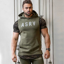 Men Hooded sleeveless undershirt cotton sport vest waistcoat sleeveless tank top mens Workout fitness hoodies sweatshirts gym
