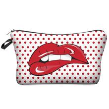 Multi-Colors Clutch Storage Women Cosmetic Cases 3D Print Fashion Dot Lips Pink Pattern Lady Travel Handbag Makeup Bag GHZB14