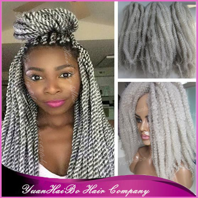 Grey Marley Braiding Hair | stock 20 quot folded gray afro kinky twists synthetic silver Grey Marley Braiding Hair | stock 20 quot folded gray afro kinky twists synthetic silver