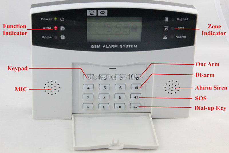 Free shipping ,promotioal red wired siren LCD screen gsm keypad home security gsm alarm system wireless .jpg