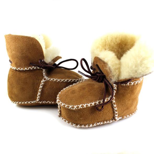 Quality Surfer Baby Sheepskin Shearling Booties Suedel Wool Boots Infant Toddler Shoes Free Shipping