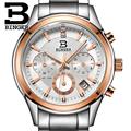Switzerland BINGER watches men luxury brand Quartz waterproof genuine full stainless steel Chronograph Wristwatches BG6019 M5
