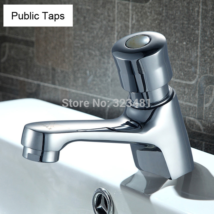 Free Shipping Brass Time Delay Faucet Touch Press Auto Self Closing cold Water Saving Tap for Public Toilet Metered Faucet