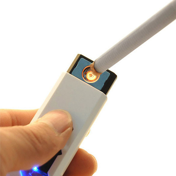 Portable Electronic USB Rechargeable Lighter Flameless Superman Cigar Cigarette Lighter Silent Windproof No Gas Gadget Case