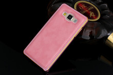 2015 New Arrival Aluminum Lichee pattern leather Case For Samsung Galaxy A7 Cell Phone Hard Case