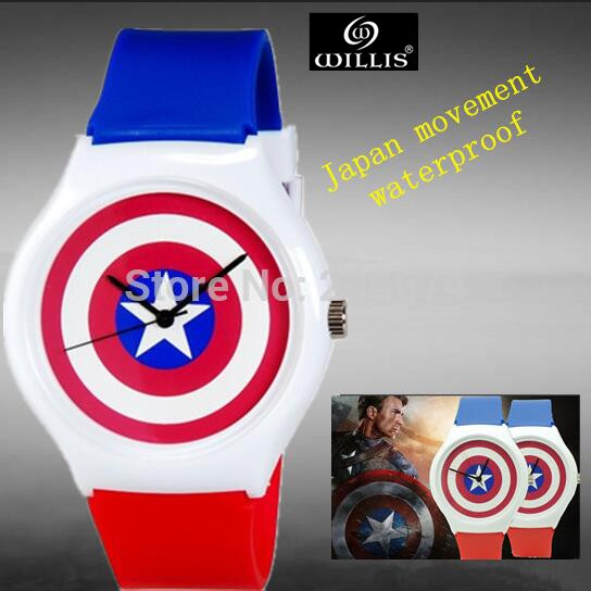 Captain America design watch Anime Jelly Wristwatches Woman digital quartz Watch Children watch Student watch relogios
