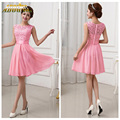 2016 Women Summer Sleeveless Mini Dress Pink Cute Chiffon Dress Short Lace Plus Size XXL Dress