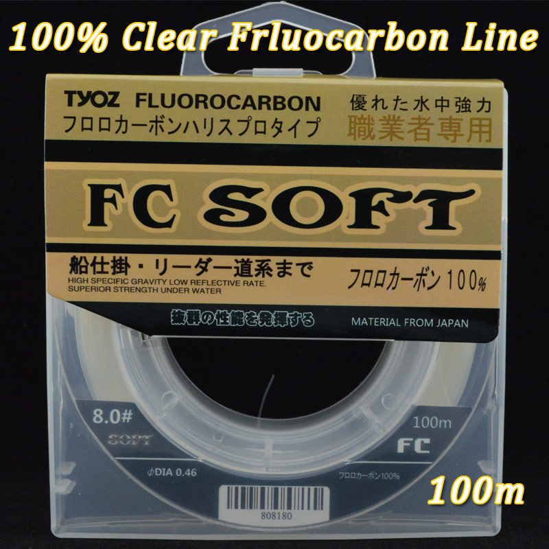 2015 New Pure Japanese Original 100% Fluorocarbon Fishing Line,100m /110yd TYOZ Brand Clear Leader Carbon Fiber Line pesca