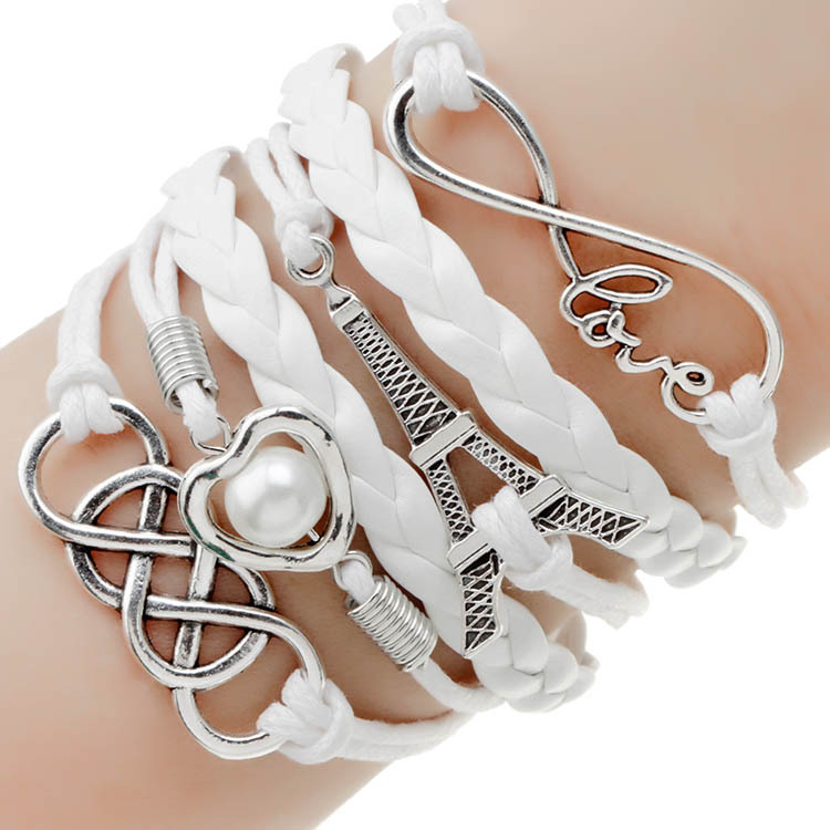 2014 new fashion jewelry infinite double leather multilayer Charm bracelet factory price for woman jewelry wholesale