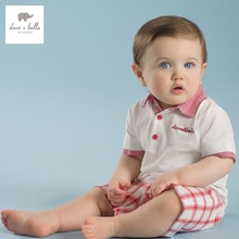DB2631 dave bella summer baby boys plaid clothing sets children cotton sets infant sets toddle clothes boys england style sets
