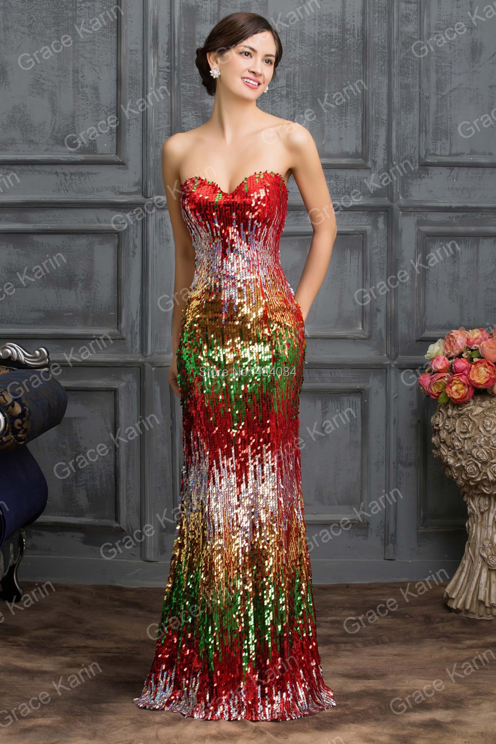 vestidos de noche largos elegantes brillantes