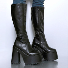 6 inch high heel plaftorm Knee High Unisex Goth Rock Punk boots