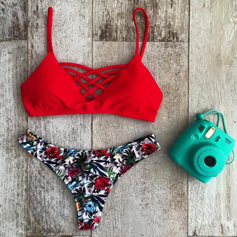2016 Summer Sexy Brazilian Floral Print Bikini Set Swimsuit Neoprene Swimwear For Women Trikini Bathing Suit Push Up Biquini 2016 Summer Sexy Brazilian Floral Print Bikini Set Swimsuit Neoprene Swimwear For Women Trikini Bathing Suit Push Up Biquini