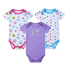 3Pcs/Lot Short Sleeve Baby Rompers 100% Cotton Newborn Baby Clothes Baby Girl Summer Clothing Sets 0-3 months