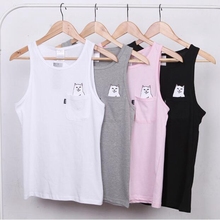 cat in pocket vest 2016 spring summer sport casual Tank Tops men women students love funny ripndip Tank Tops Brand clothing vest